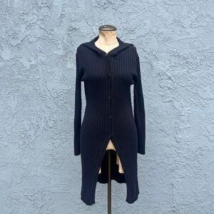 Y2k Ribbed Cardigan Small Duster Sweater
